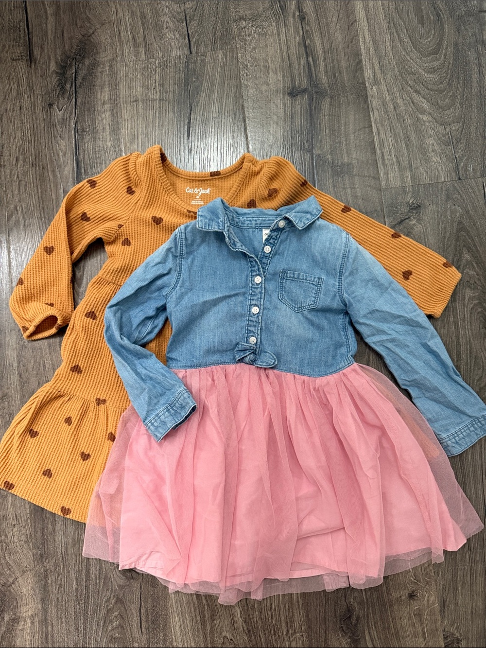 4T Dress Bundle Denim & Pink / waffle